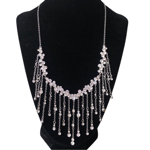 INC Silver Tone Rhinestone Dangle Necklace - Picture 1 of 3